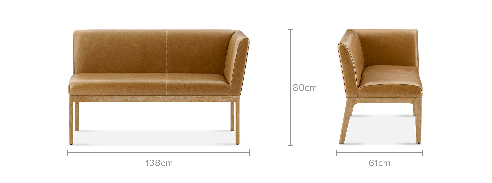 dimension of Elliot Leather Left Corner Banquette Bench