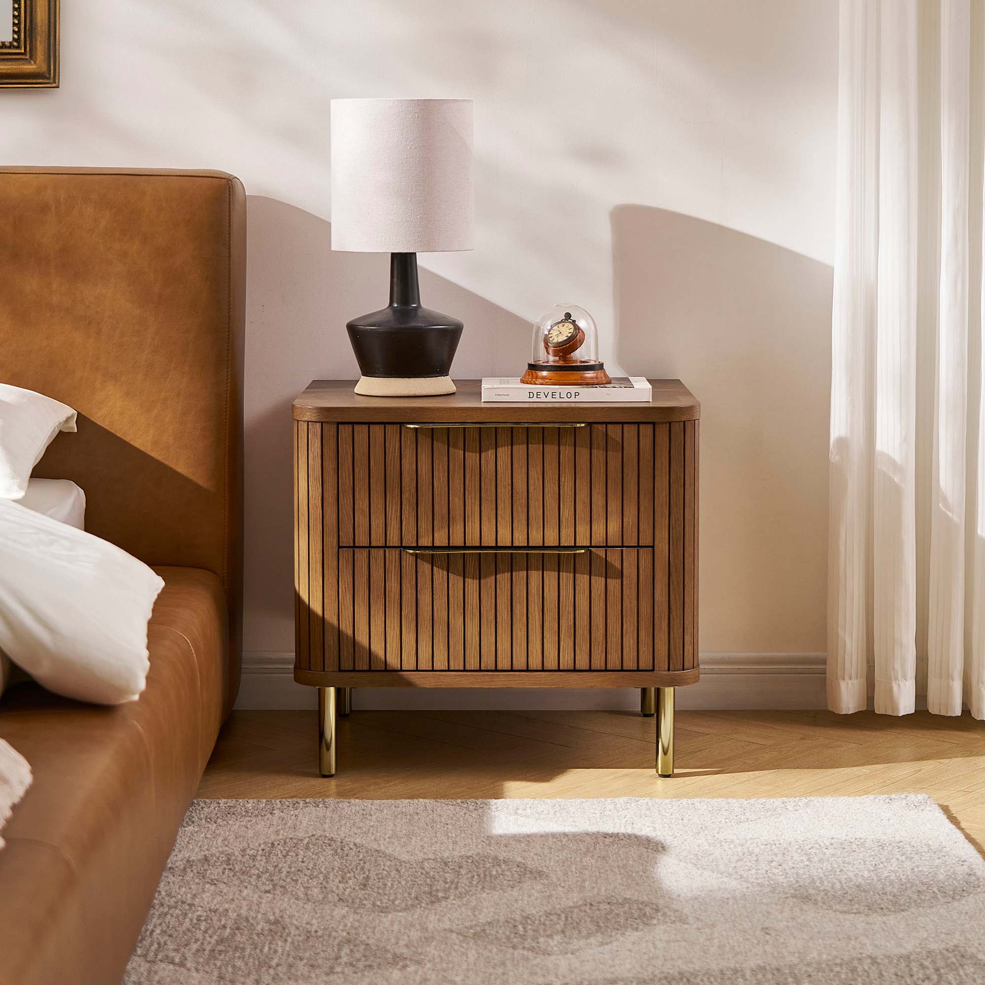Harper Bedside Table 60cm, Chestnut lifestyle