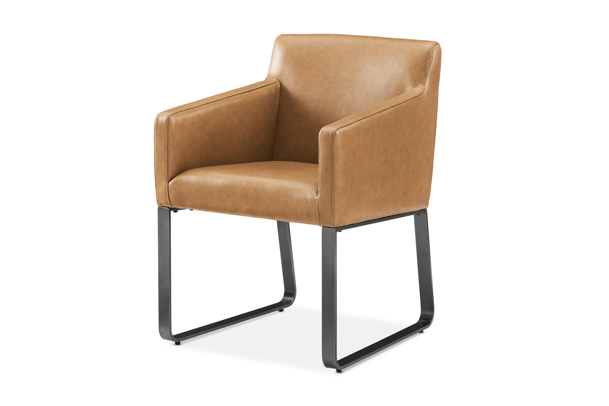 Elliot Leather Dining Arm Chair, Caramel (Slate Metal Legs)