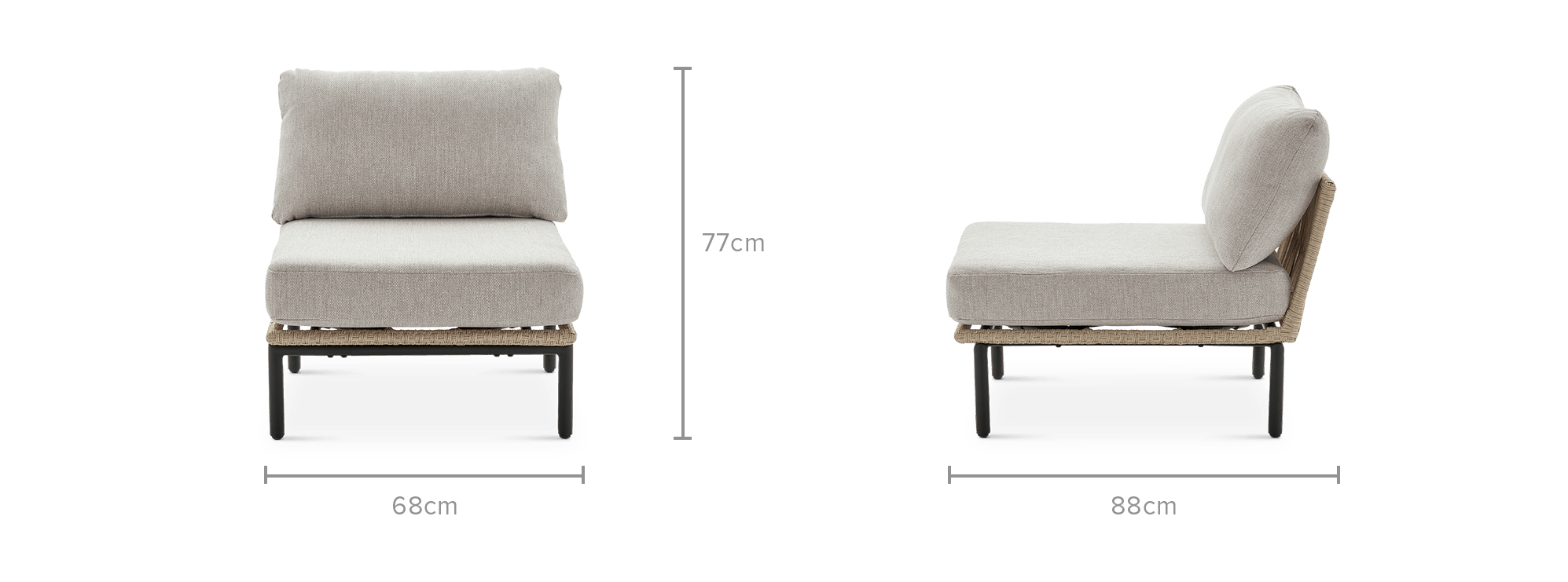 dimension of Sierra Outdoor Armless Sofa