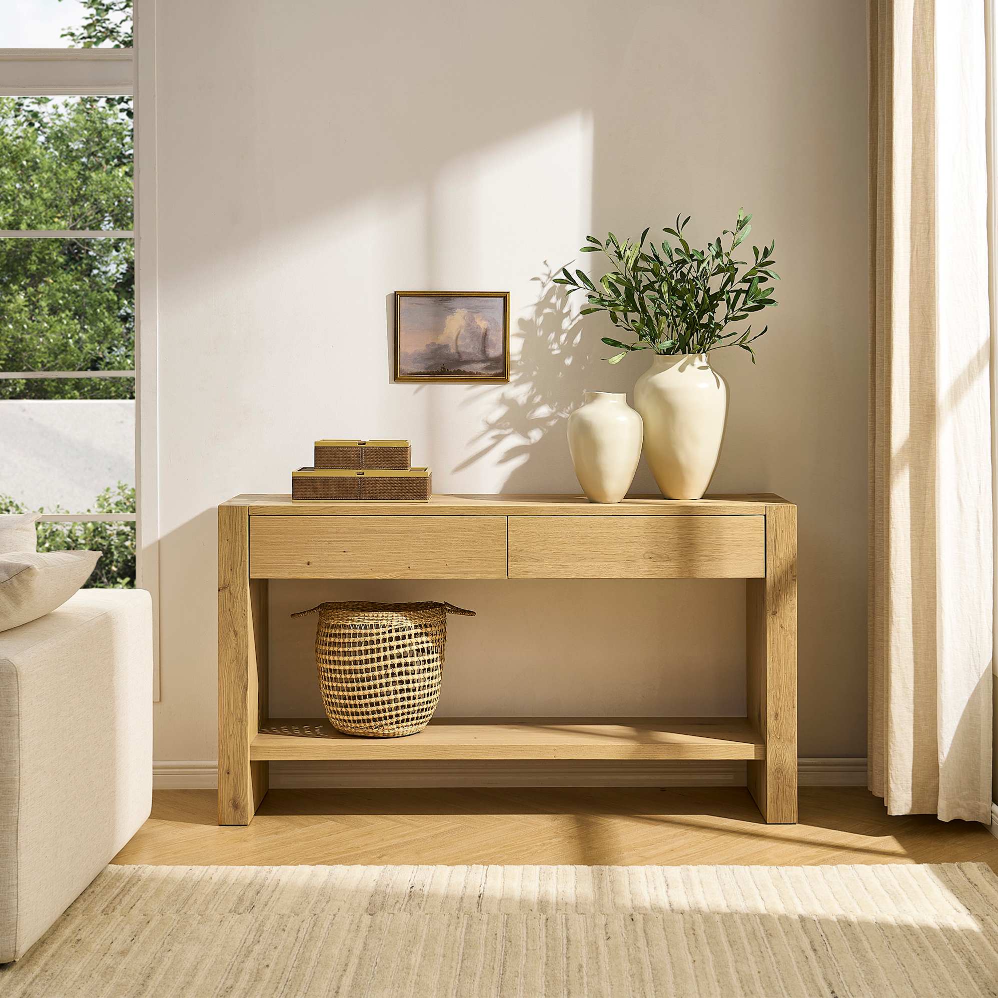 Bradley Console Table with Drawers 150cm, Natural lifestyle