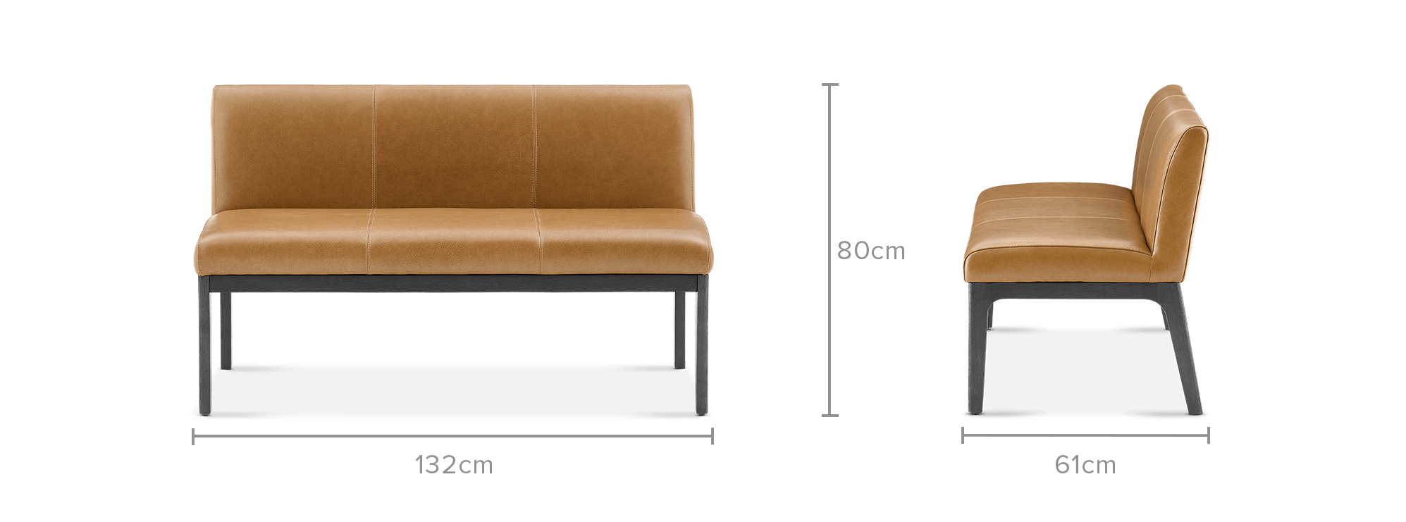 dimension of Elliot Leather Banquette Bench