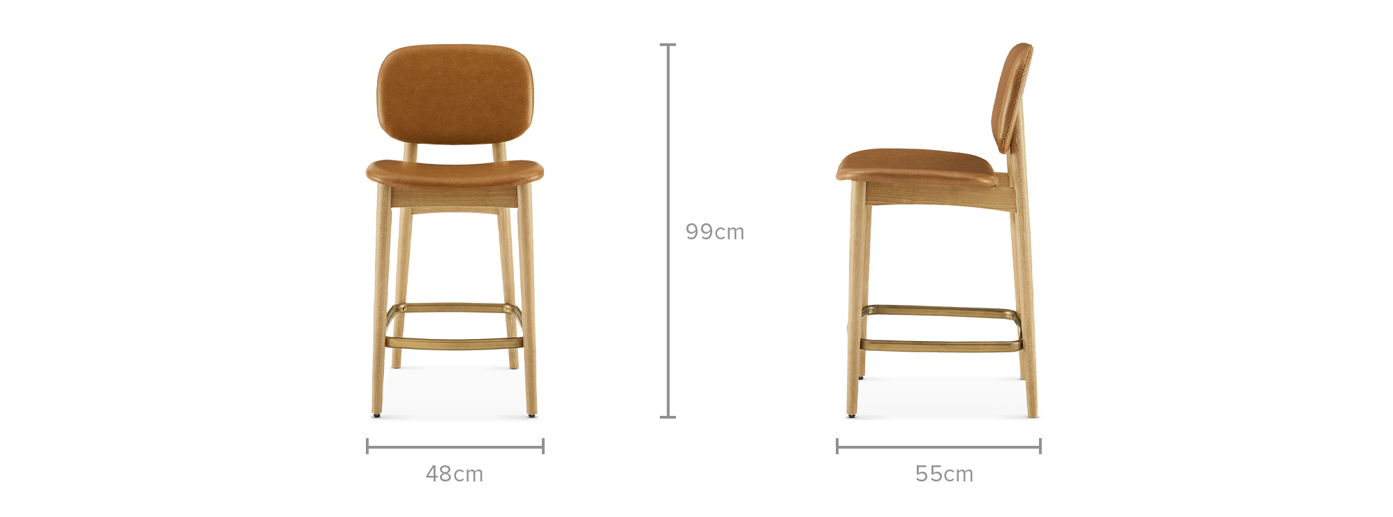 dimension of Kelsey Leather Counter Stool