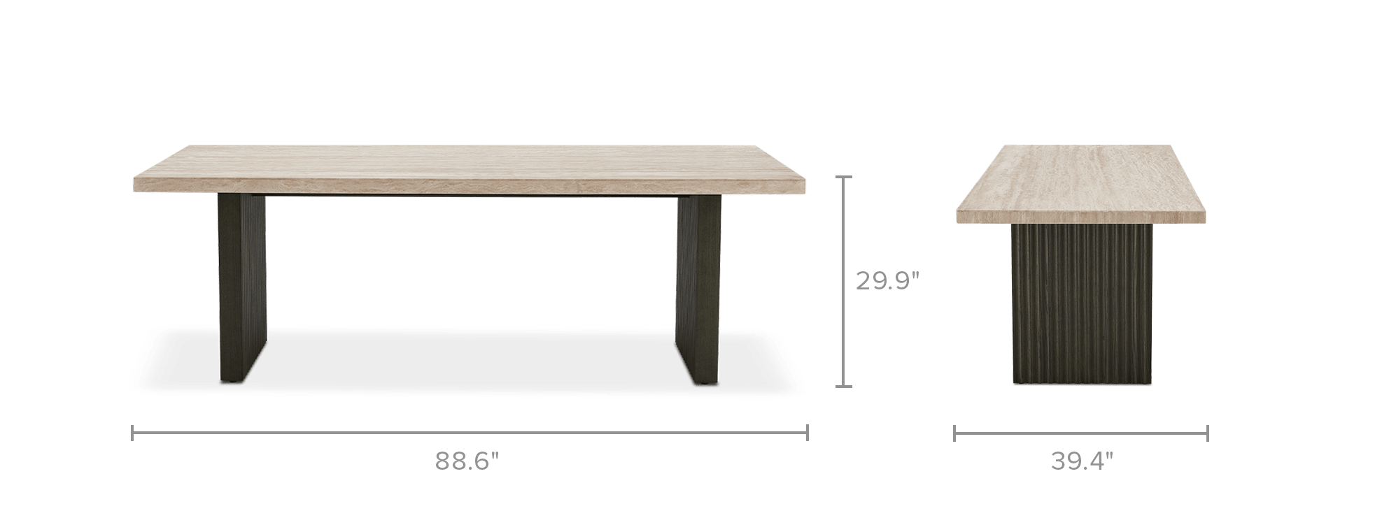 dimension of Sloane Travertine Dining Table