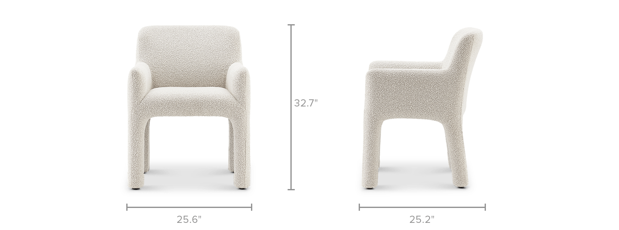 dimension of Sonia Performance Bouclé Dining Arm Chair