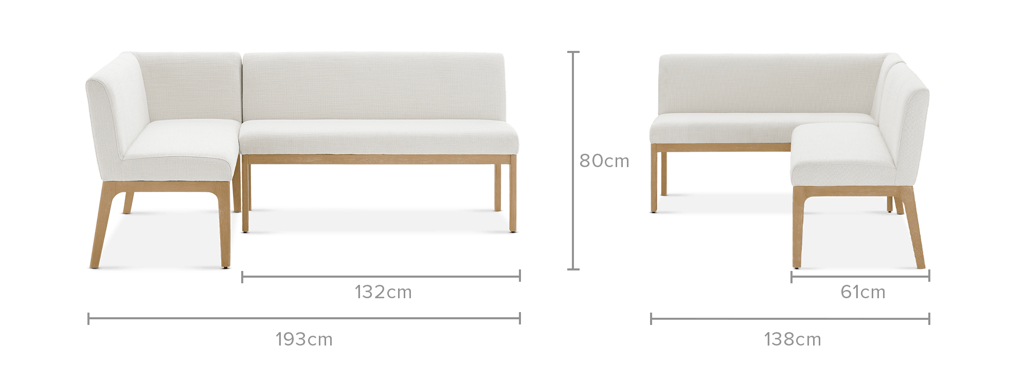 dimension of Elliot Performance Fabric L-Shape Banquette