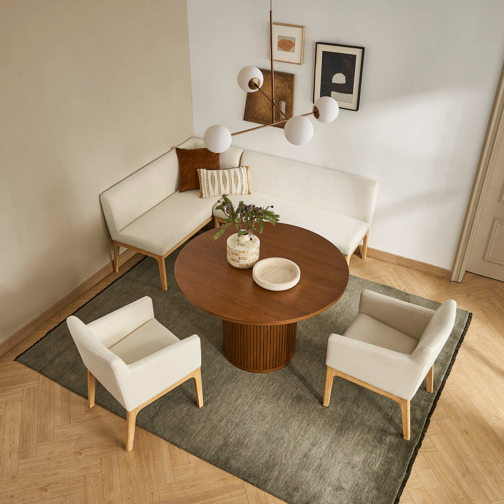 Elliot Performance Fabric Right Corner Banquette Bench 1