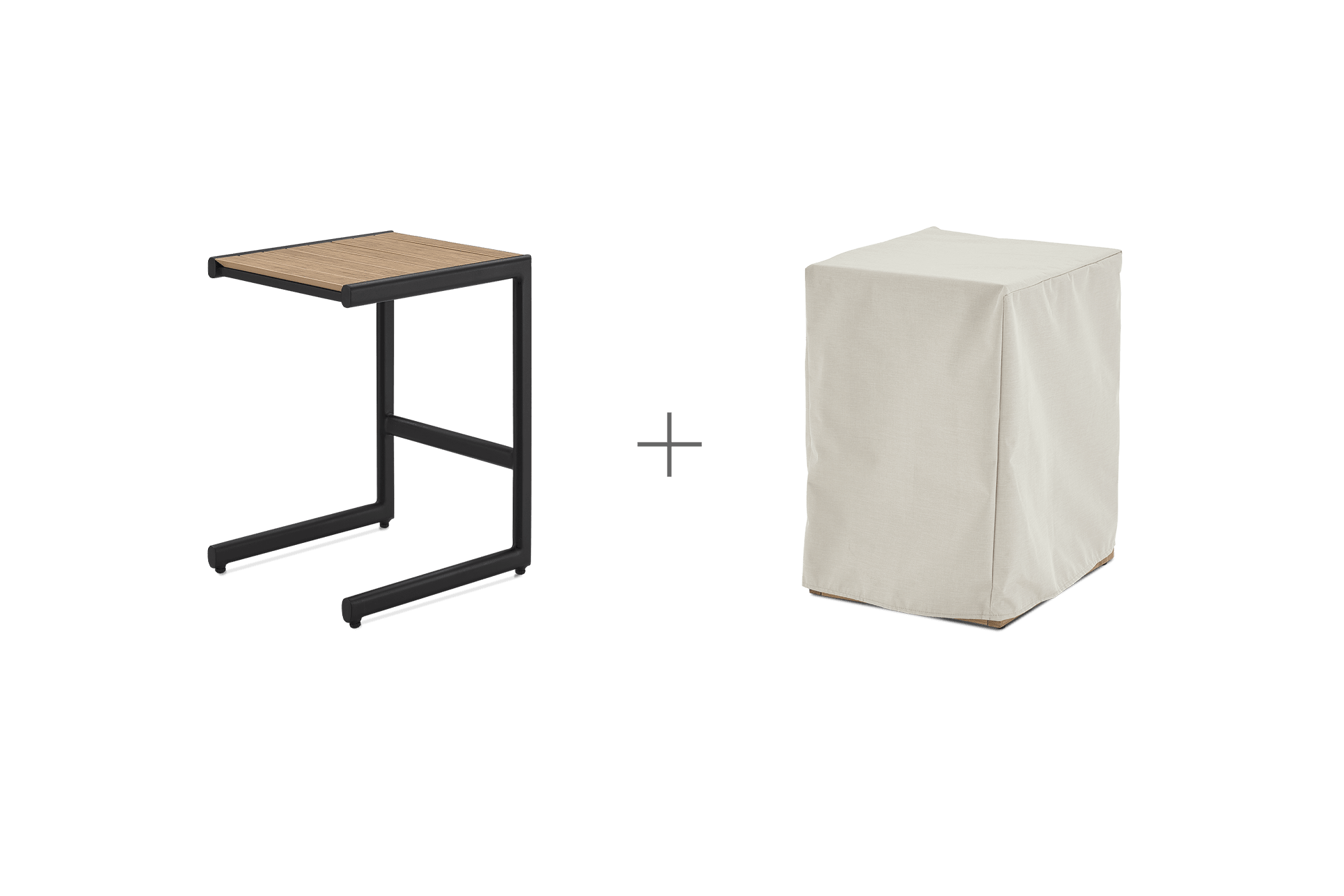 Sorrento Outdoor C-Side Table with Ivory Cover