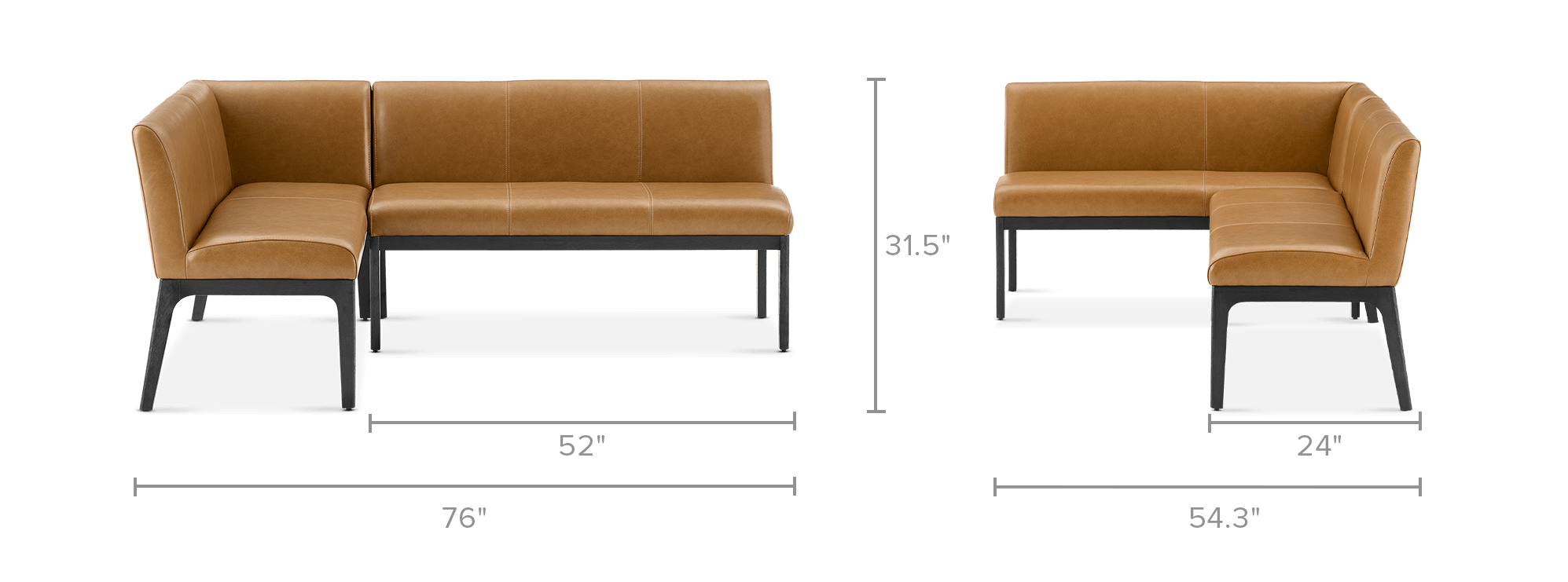 dimension of Elliot Leather L-Shape Banquette