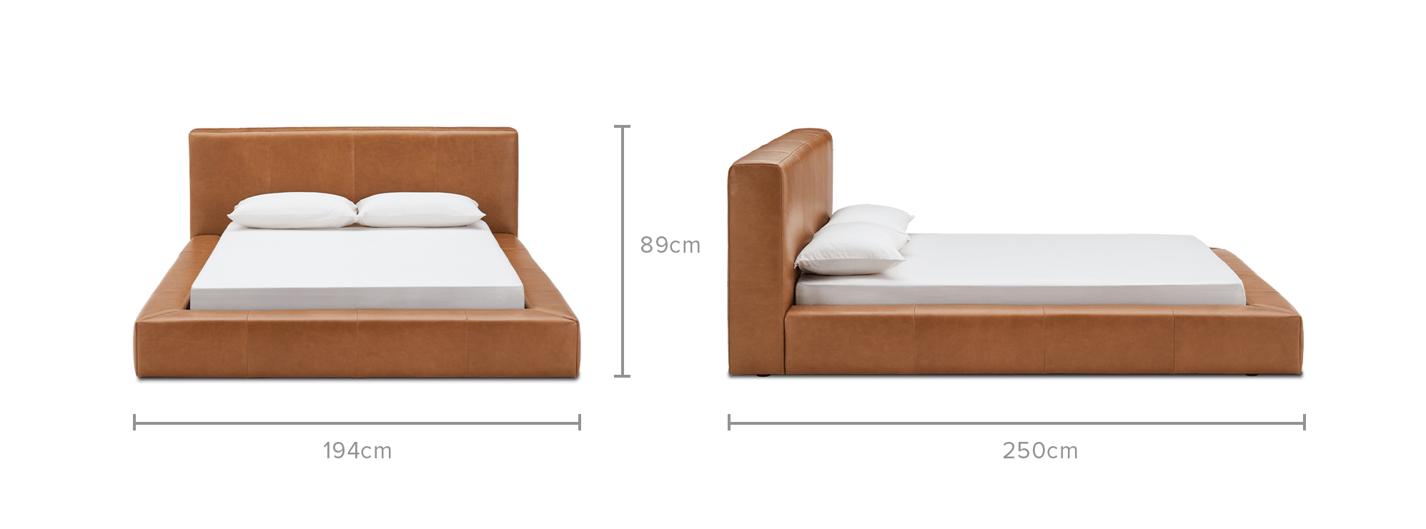dimension of Dawson Leather Bed