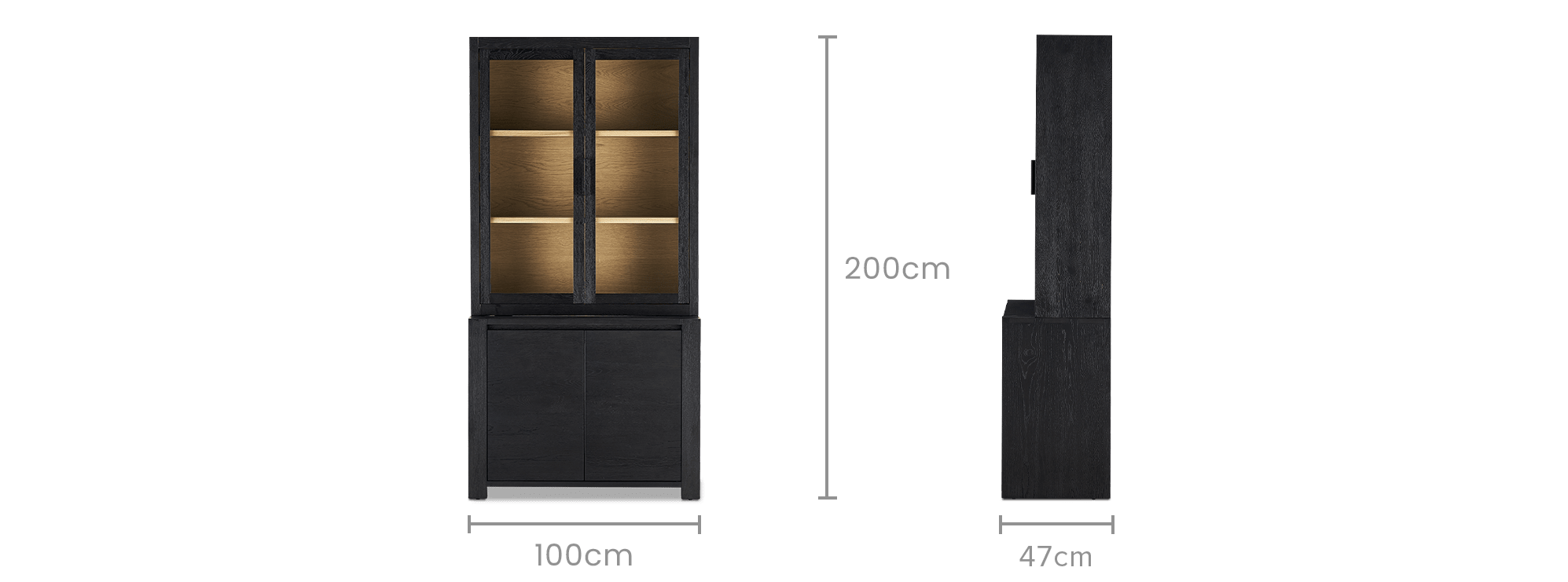 dimension of Bradley Small Sideboard with Glass Cabinet