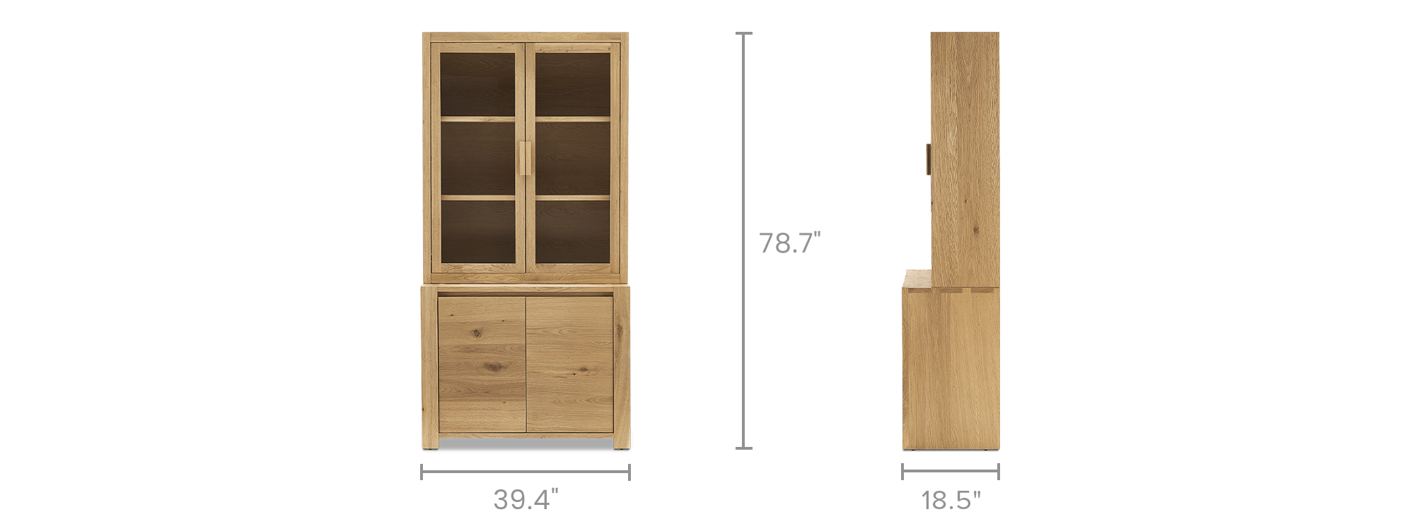 dimension of Bradley Small Sideboard with Glass Cabinet