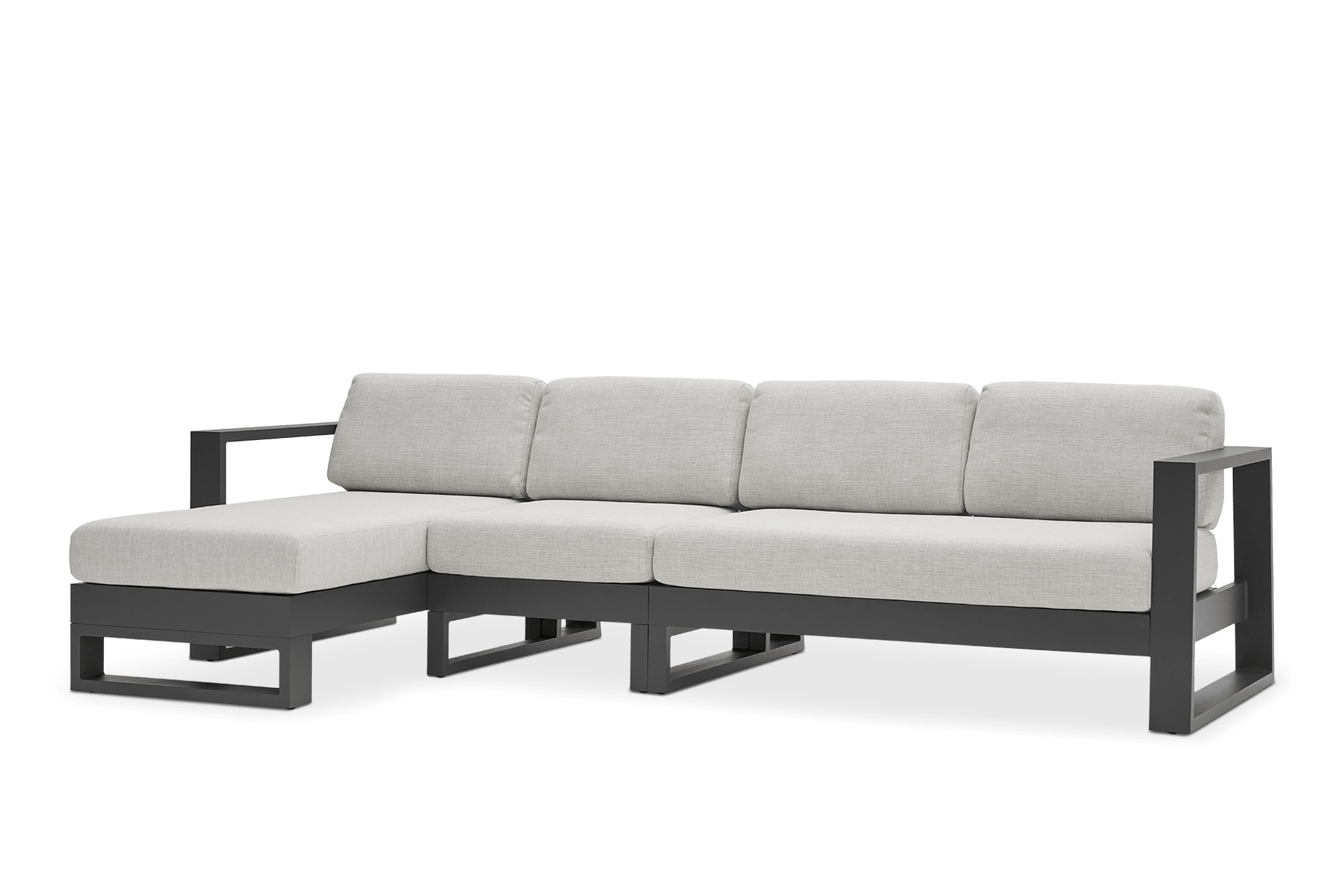Rio Outdoor Aluminum Extended Chaise Sectional Sofa Left Facing, Natural Beige