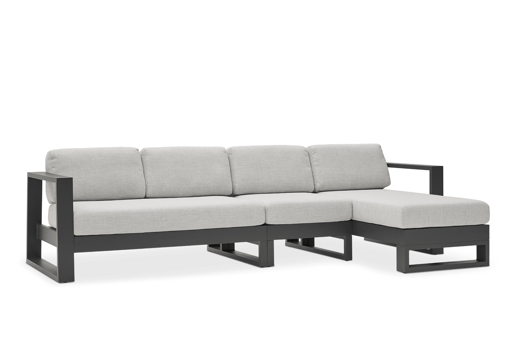 Rio Outdoor Aluminum Extended Chaise Sectional Sofa Right Facing, Natural Beige