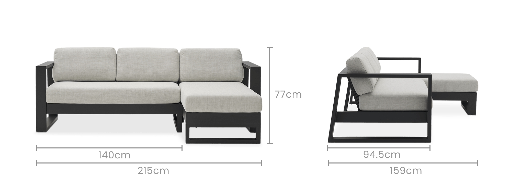 dimension of Rio Outdoor Chaise Sectional Sofa