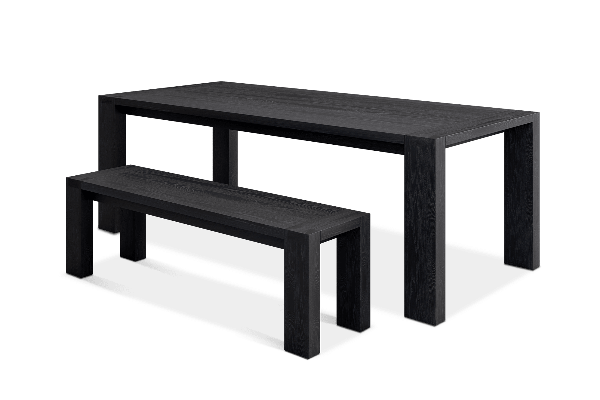 Bradley Dining Table 86.6" with Dining Bench 59.1" Set, Ebony