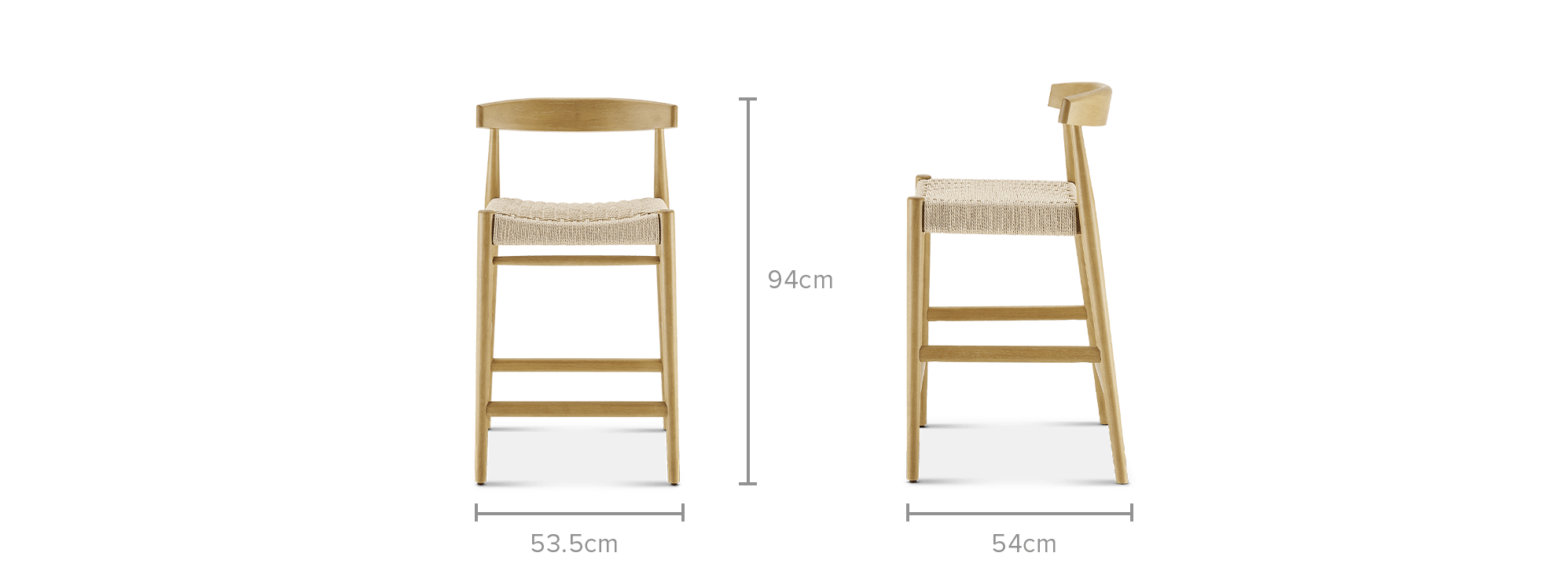 dimension of Austen Counter Stool, White Wash