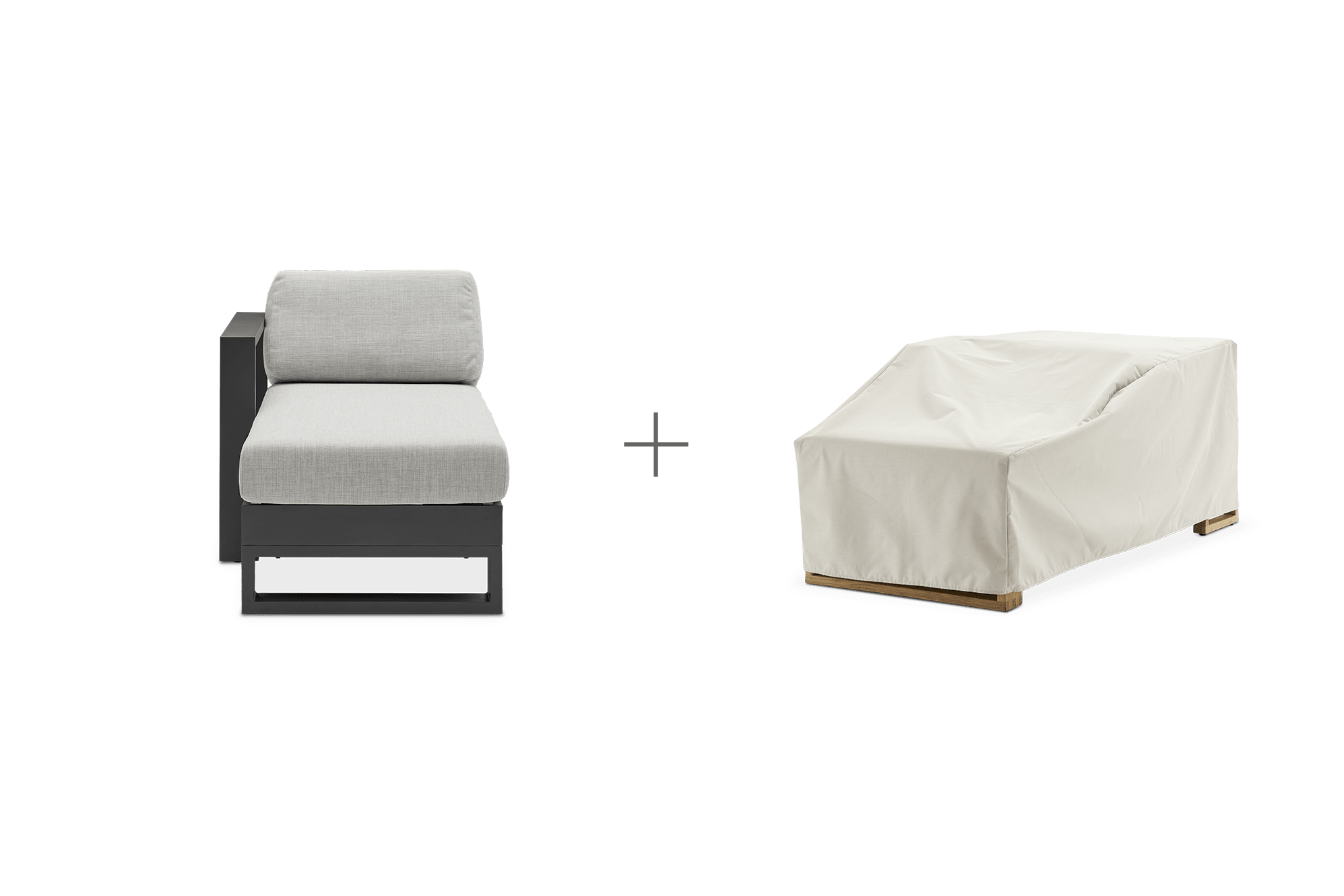 Rio Outdoor Aluminum Left Facing Chaise with Ivory Cover, Natural Beige