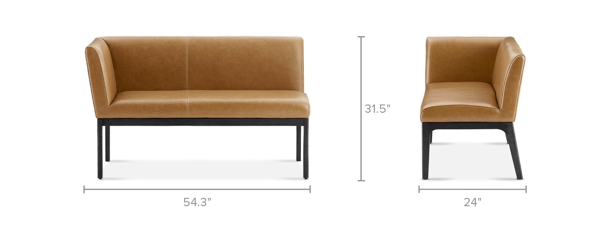 dimension of Elliot Leather Left Banquette Bench