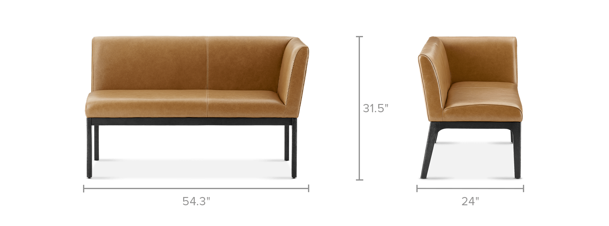 dimension of Elliot Leather Right Banquette Bench