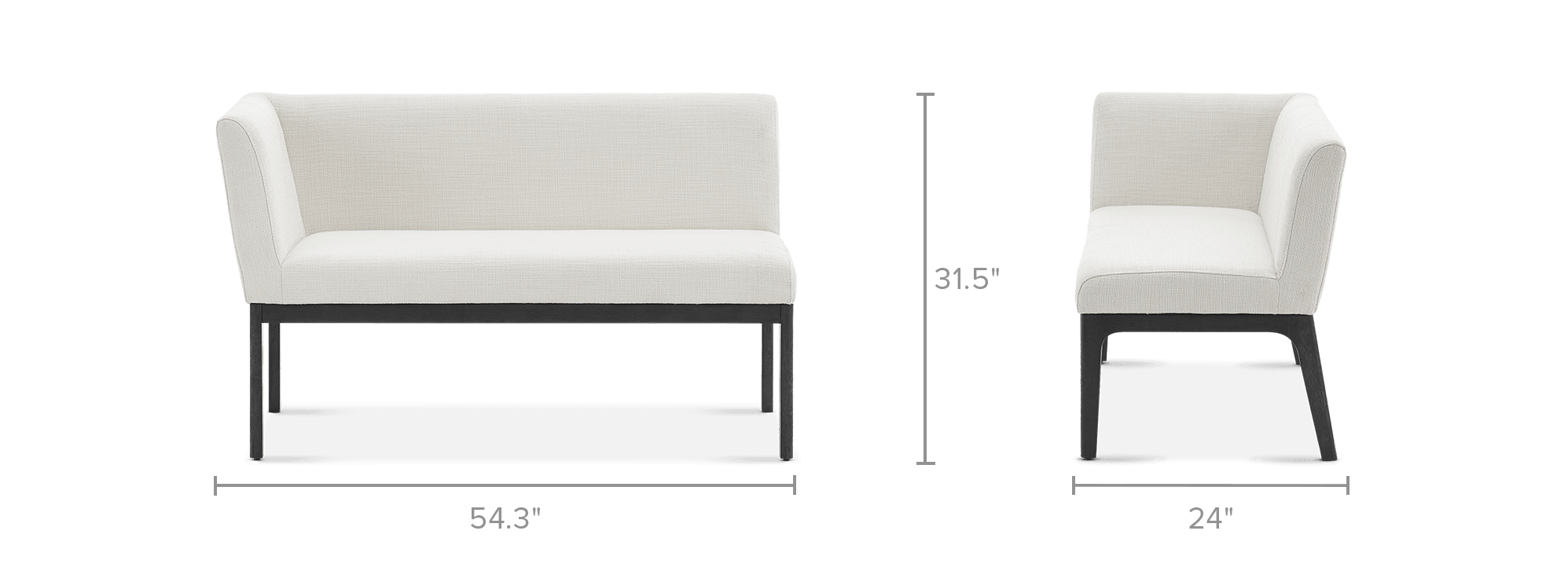 dimension of Elliot Performance Fabric Left Banquette Bench
