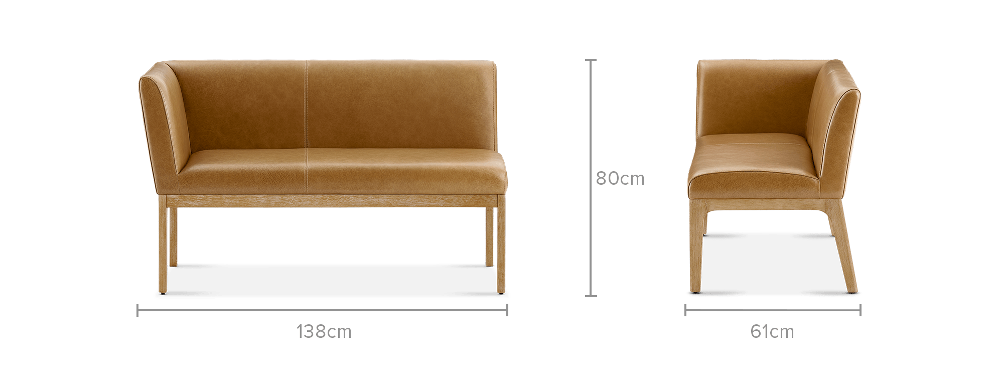 dimension of Elliot Leather Left Banquette Bench