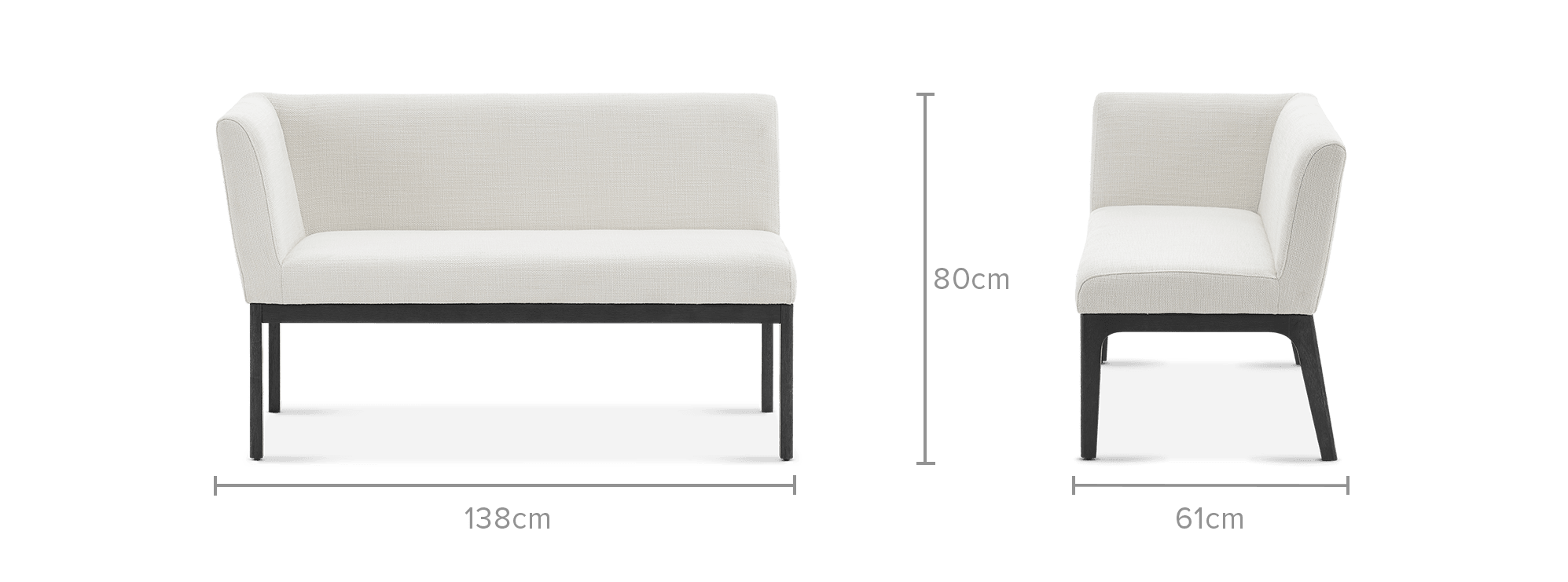 dimension of Elliot Performance Fabric Left Banquette Bench