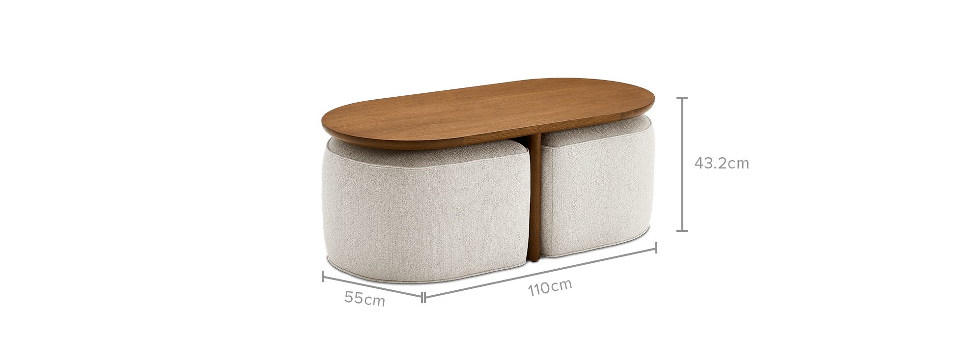 dimension of Hugg Nesting Rectangular Coffee Table