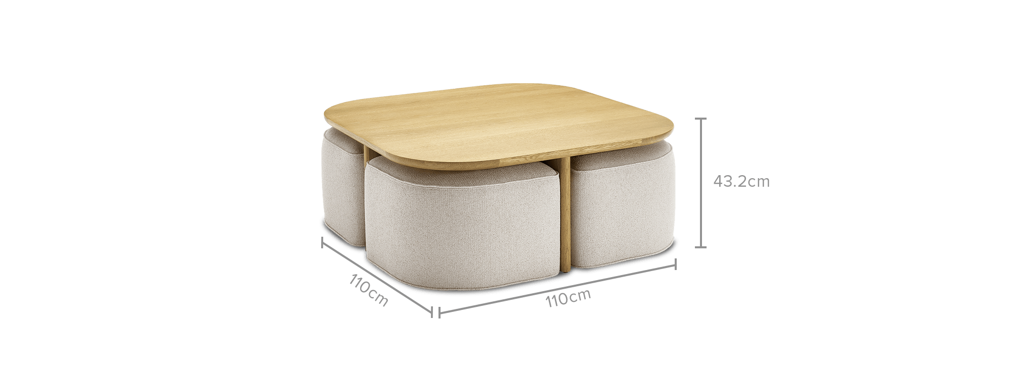 dimension of Hugg Nesting Square Coffee Table