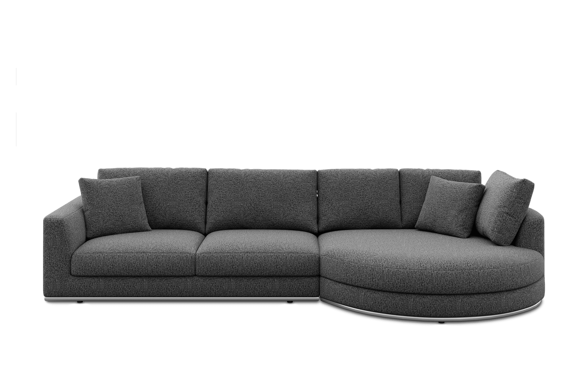 Hamilton Round Chaise Sectional Sofa Right Facing Customized, (Twill) Charcoal Grey