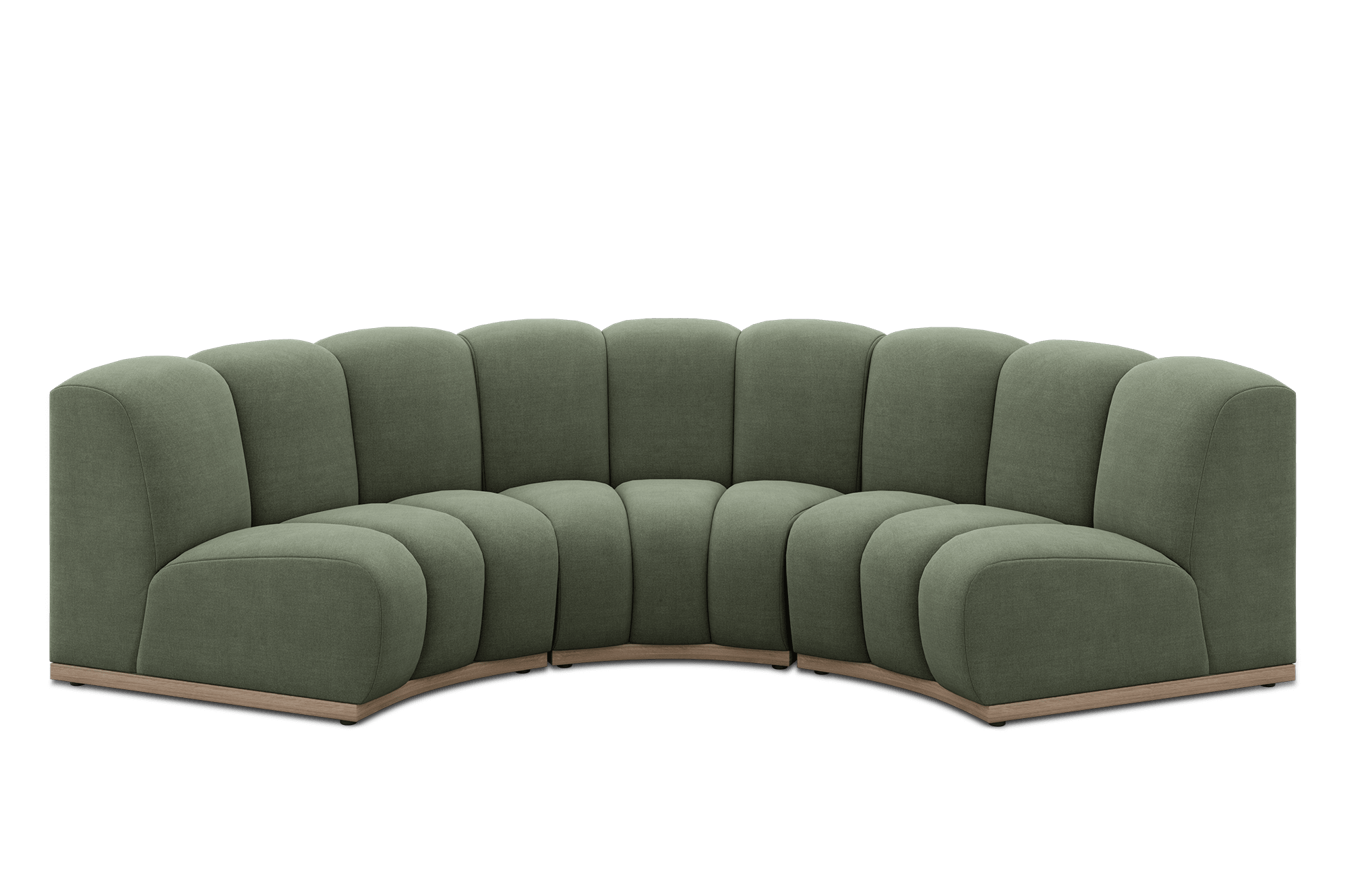 Marlow Curve 3 Seater Sofa Customised, (Performance Peyton) Moss (White Wash Leg)