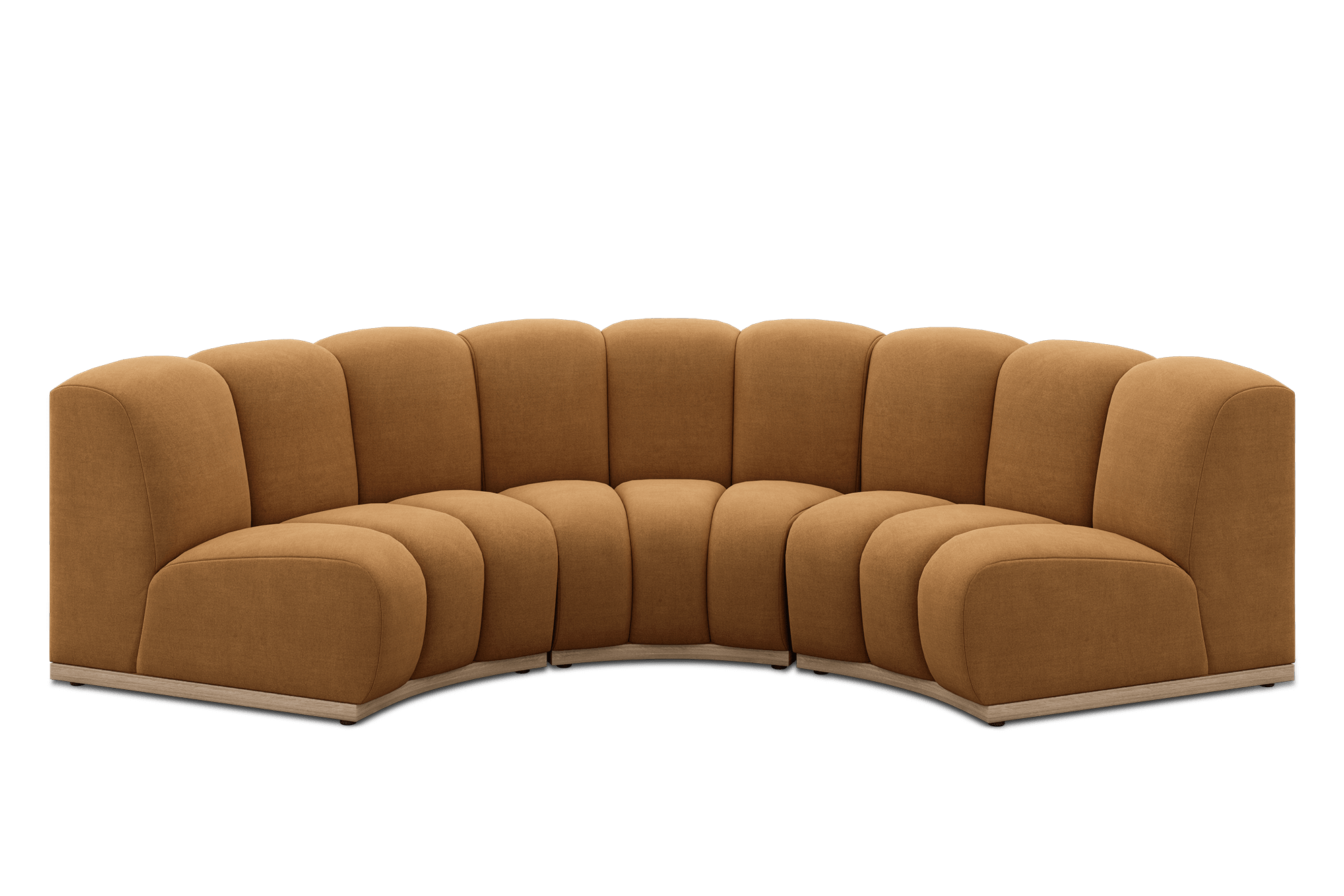 Marlow Curve 3 Seater Sofa Customized, (Performance Peyton) Cumin (White Wash Leg)