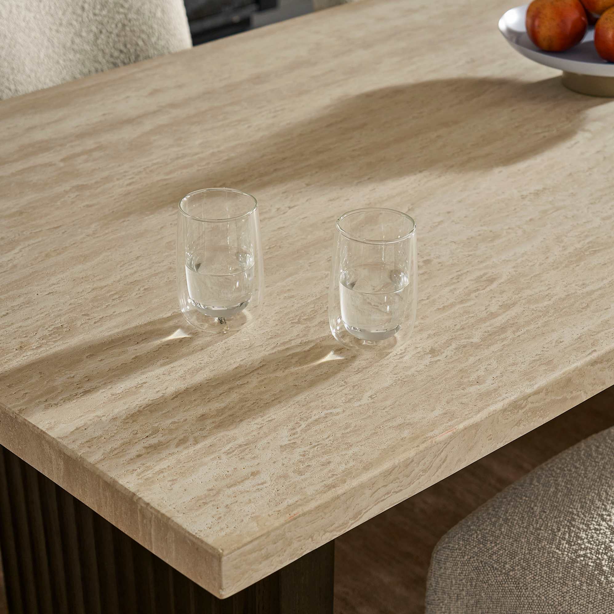 Sloane Travertine Dining Table with Bench Set 3