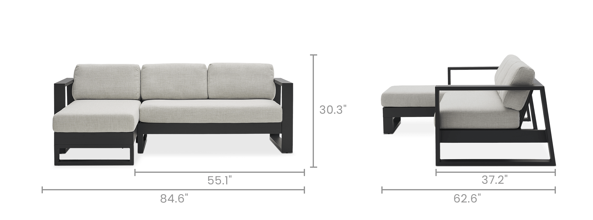 dimension of Rio Outdoor Chaise Sectional Sofa