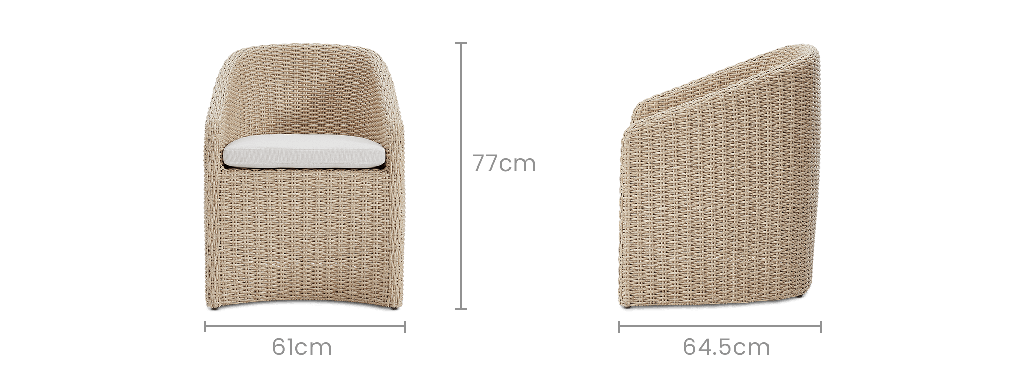 dimension of Lorna Outdoor Dining Armchair