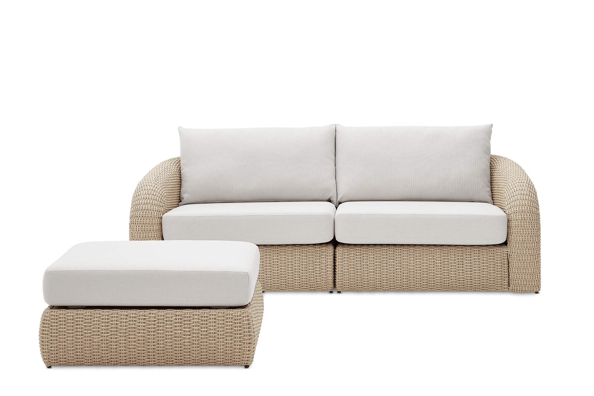 Lorna Outdoor 3 Seater Sofa with Ottoman, (Ciel) Oat