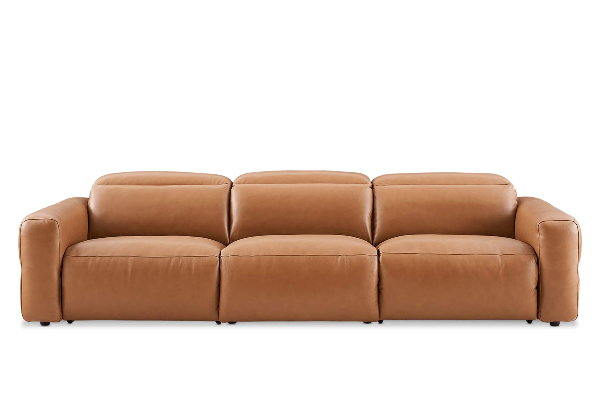 Jaron Leather Extended 3 Seater Slim Arm Sofa, (Marche) Cocoa