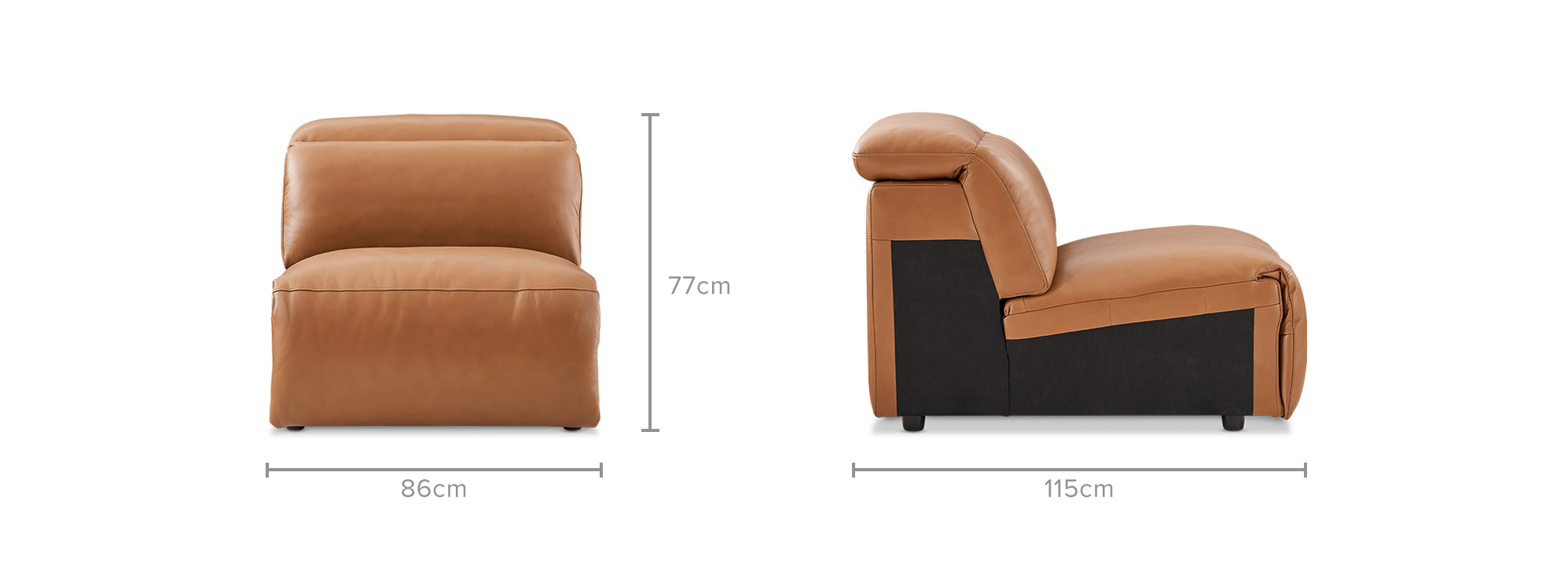 dimension of Jaron Leather Armless Sofa