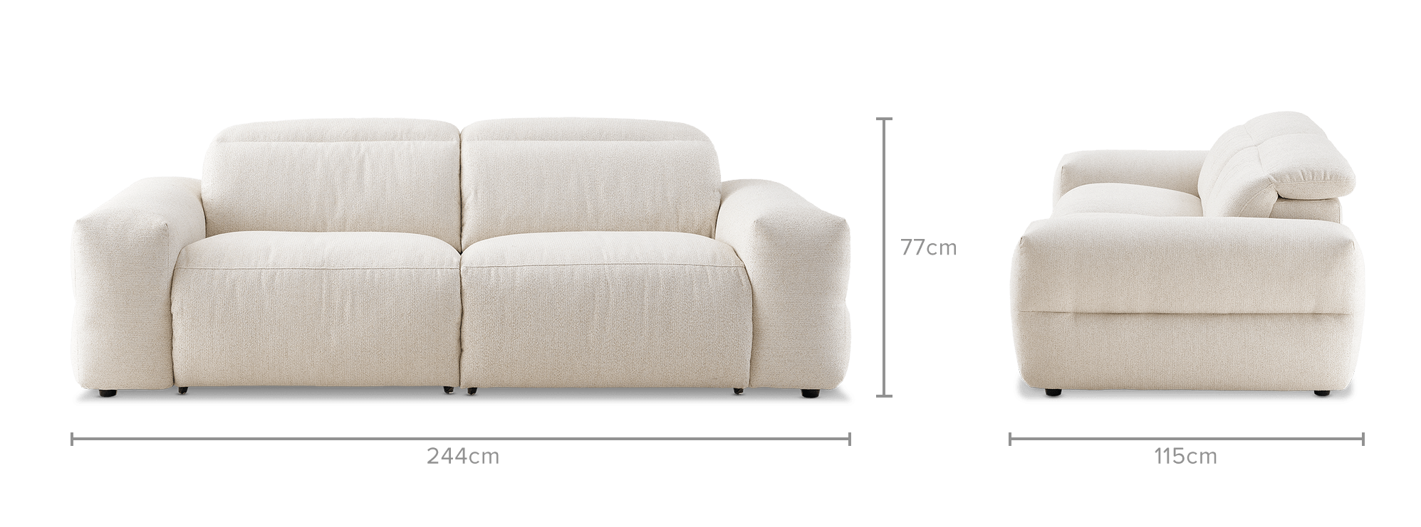 dimension of Jaron Performance Fabric Recliner 3 Seater Sofa