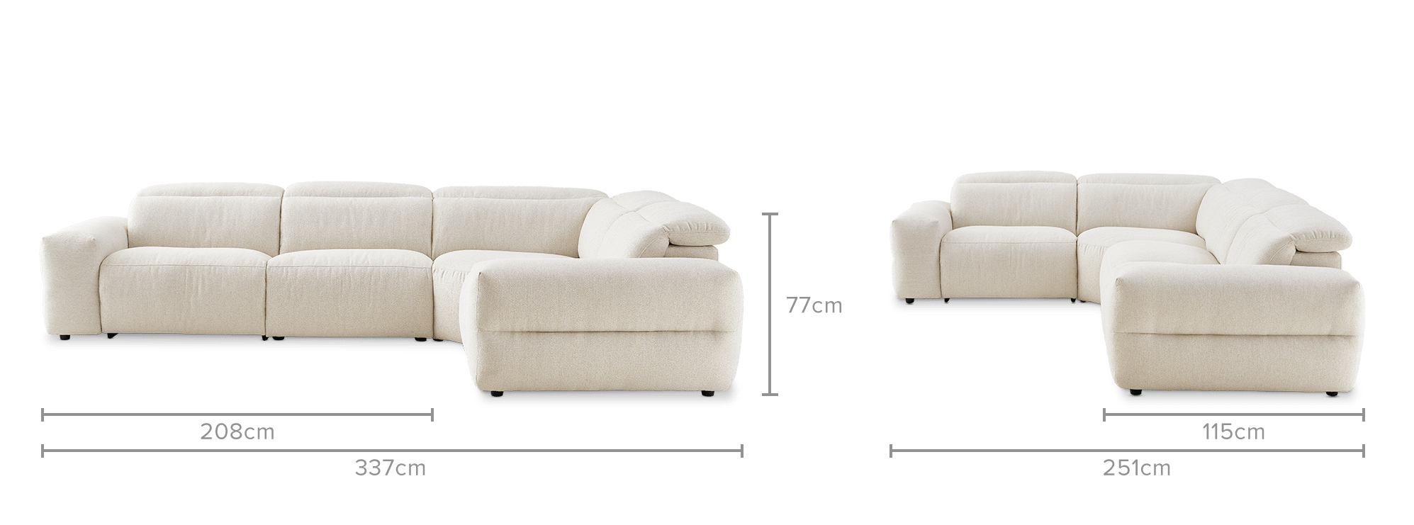 dimension of Jaron Performance Fabric Recliner Chaise Sectional Sofa