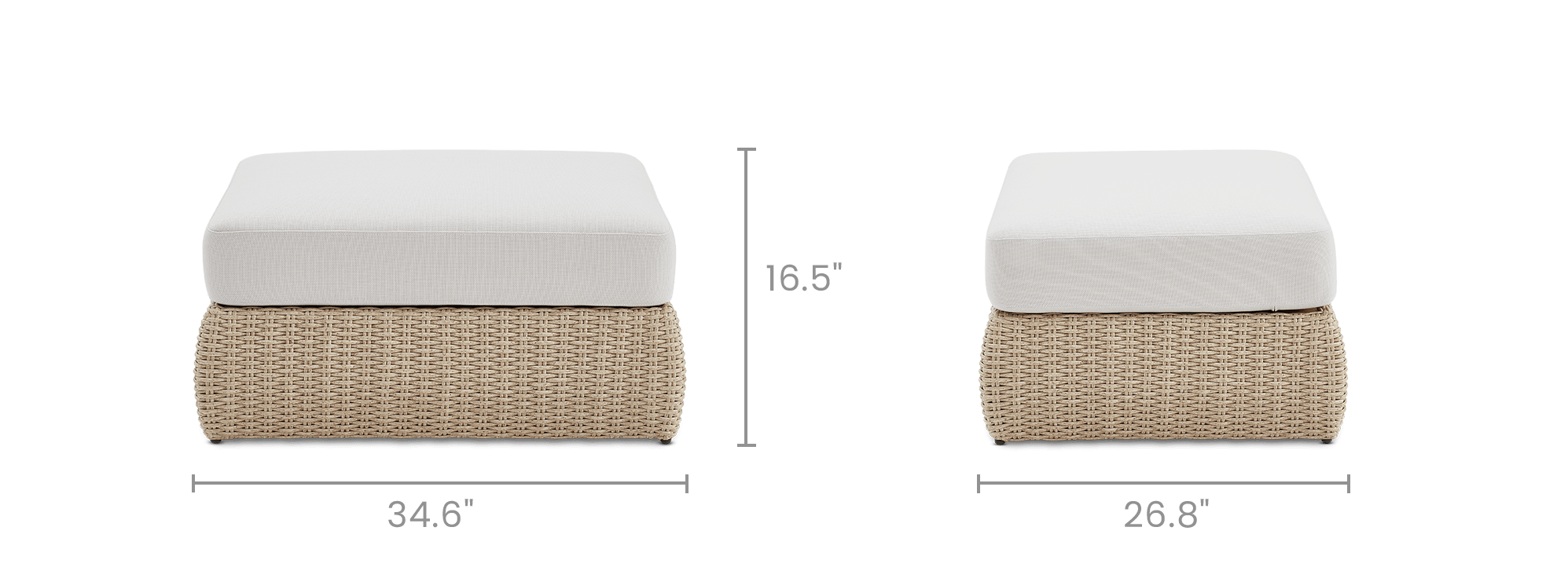 dimension of Lorna Outdoor 2-in-1 Coffee Table and Ottoman
