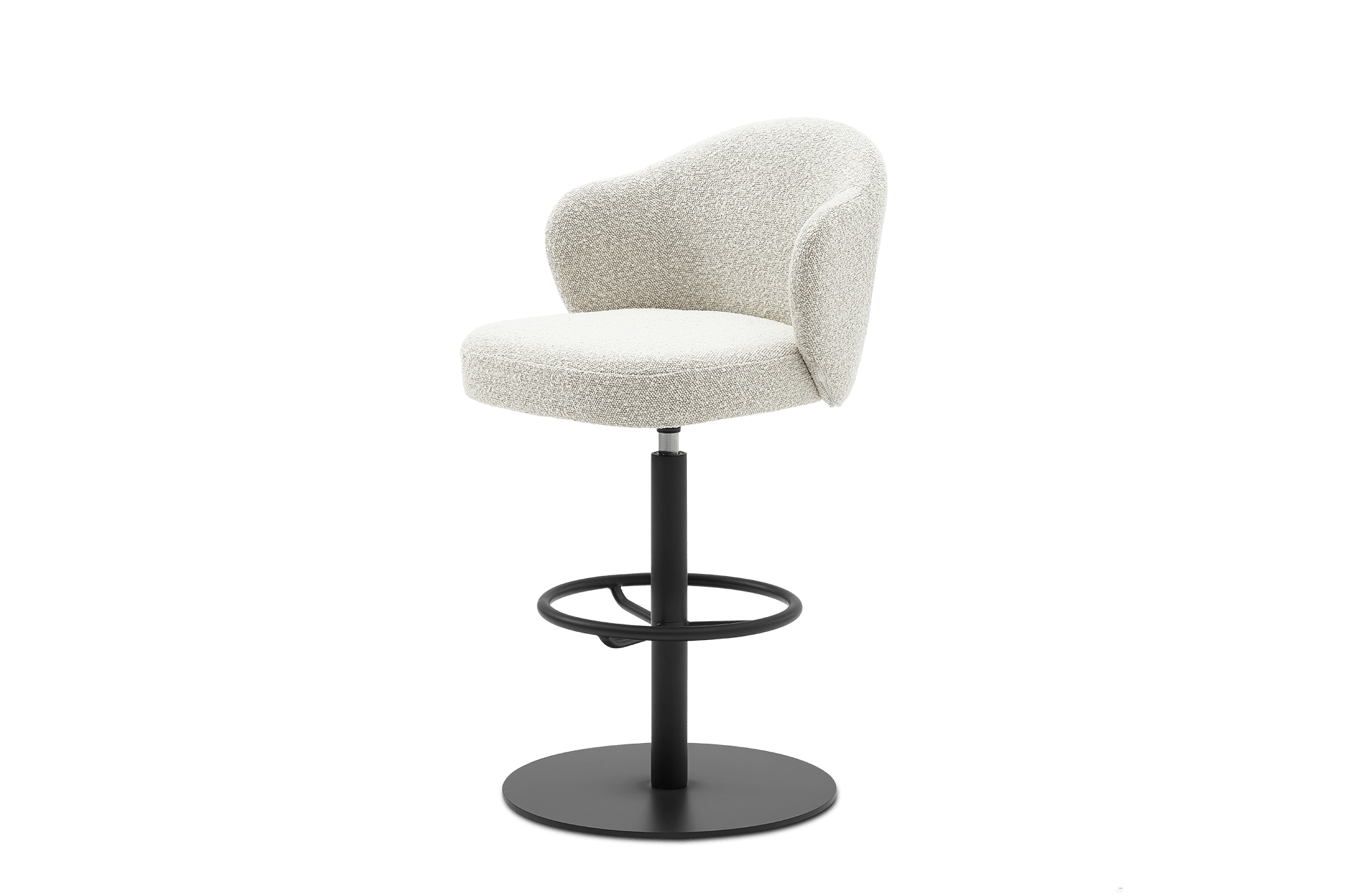 Simone Counter Stool, Performance White Quartz Bouclé (Matt Black Base)