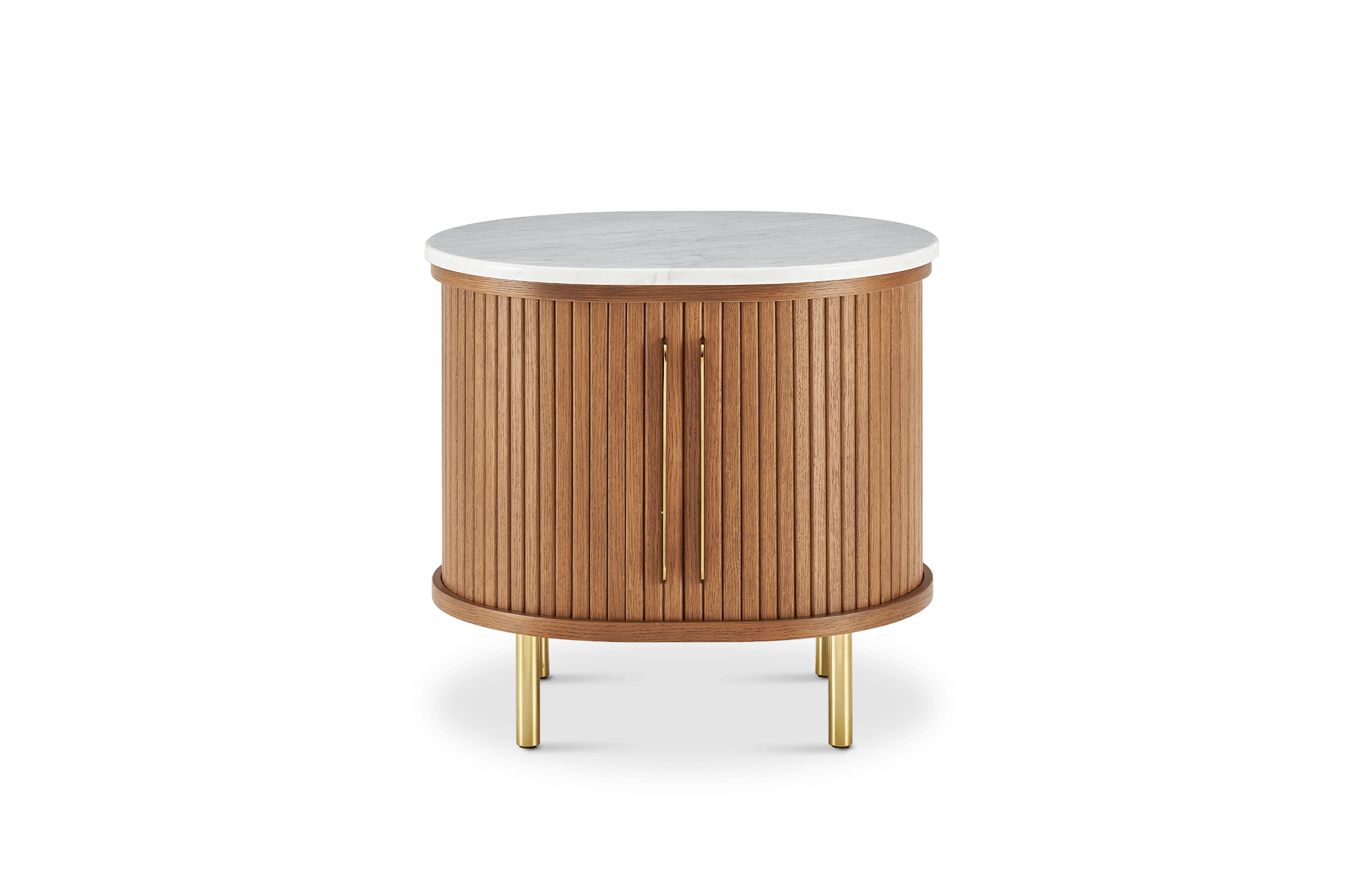Harper Marble Storage Side Table, Chestnut