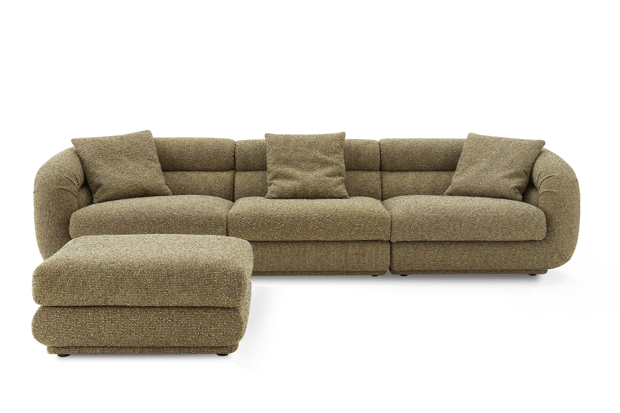 Solari Extended 3 Seater Sofa with Ottoman, (Performance Margot) Olive