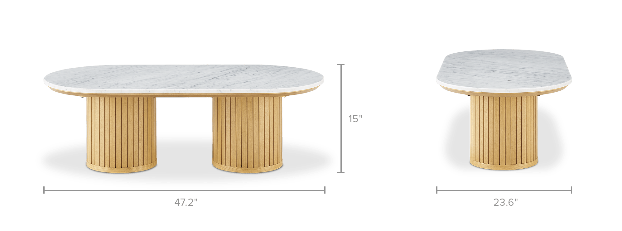 dimension of Harper Marble Rectangular Coffee Table