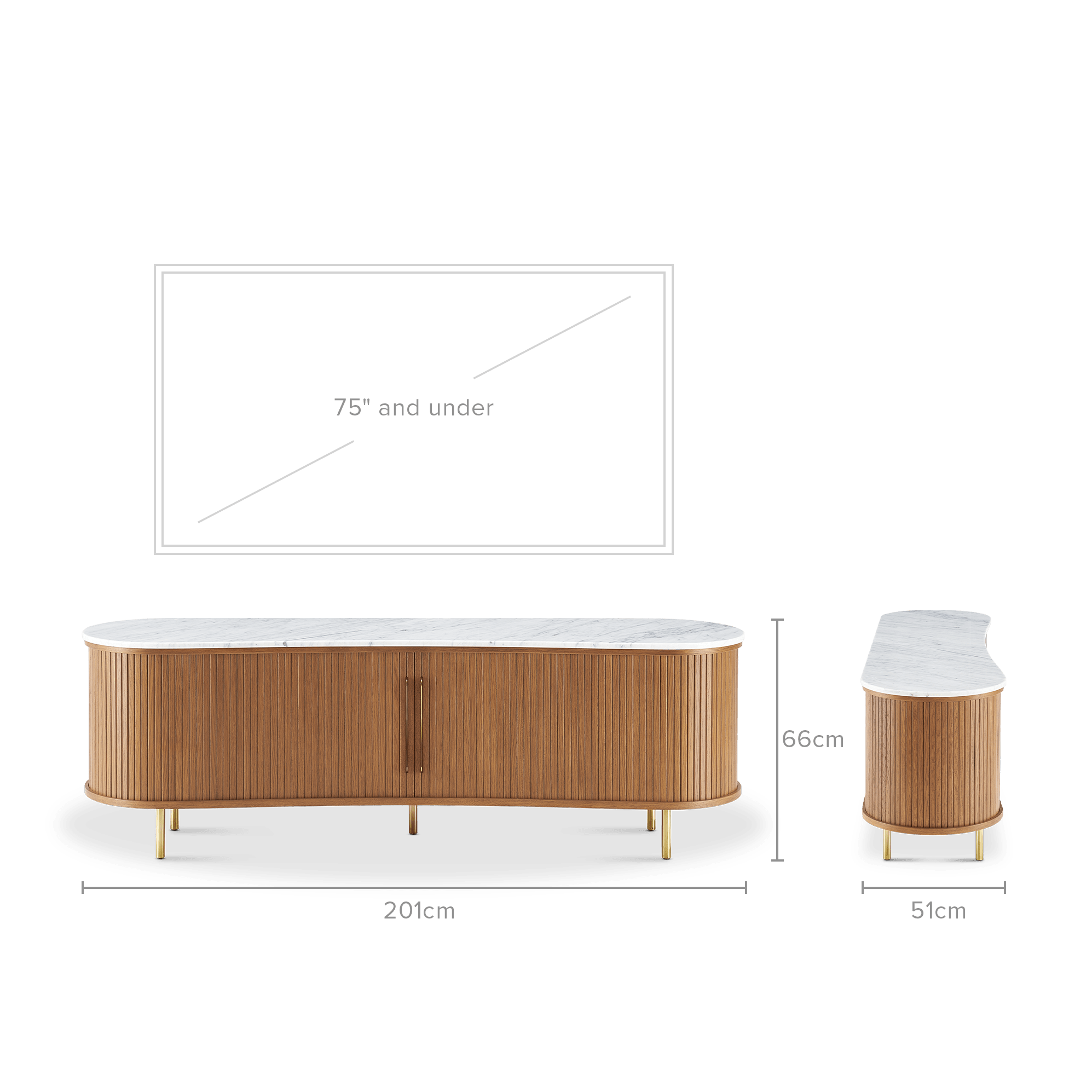 dimension of Harper Marble TV Unit