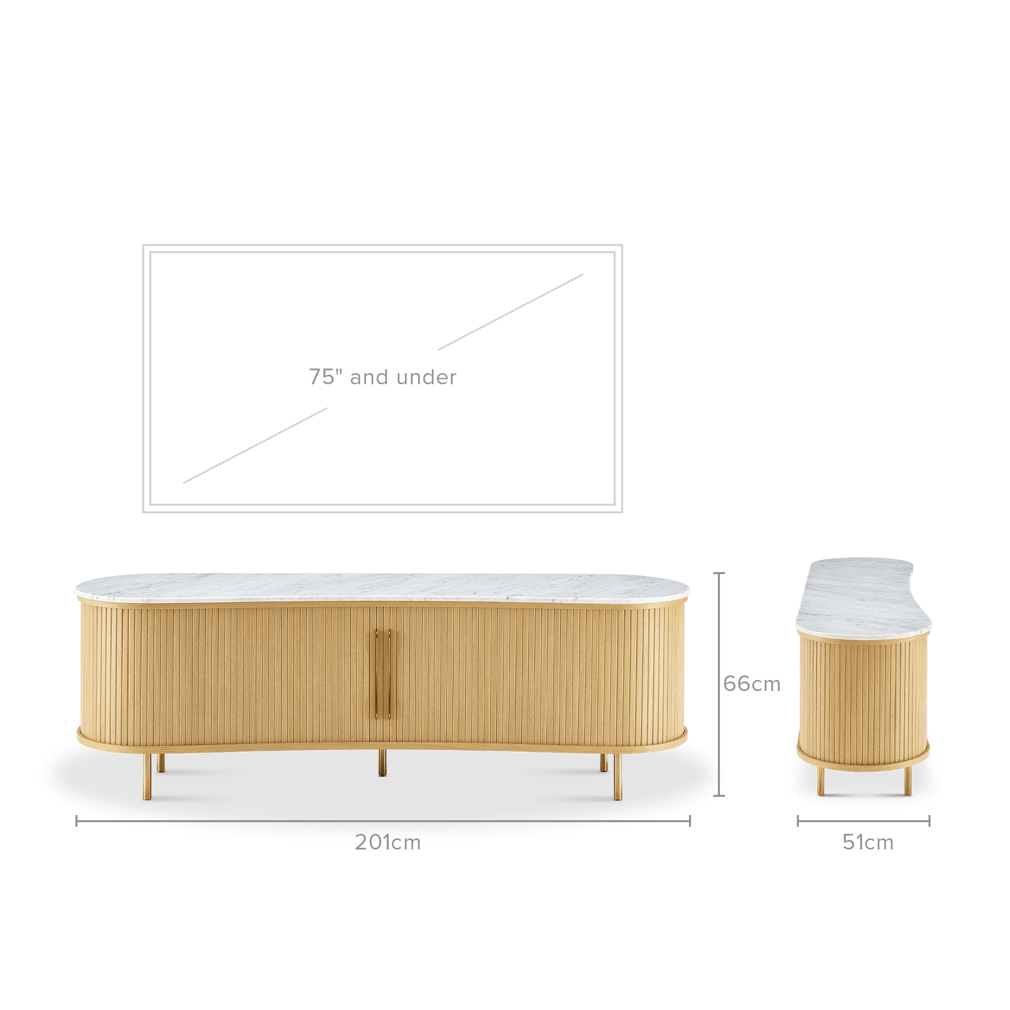 dimension of Harper Marble TV Unit