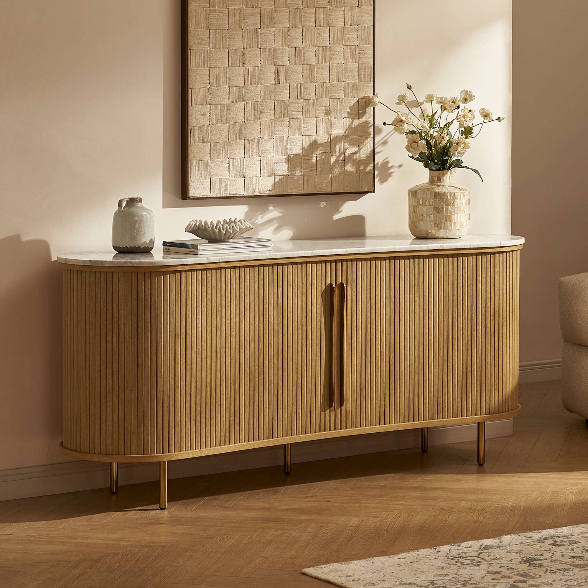 Harper Marble Sideboard, Natural lifestyle