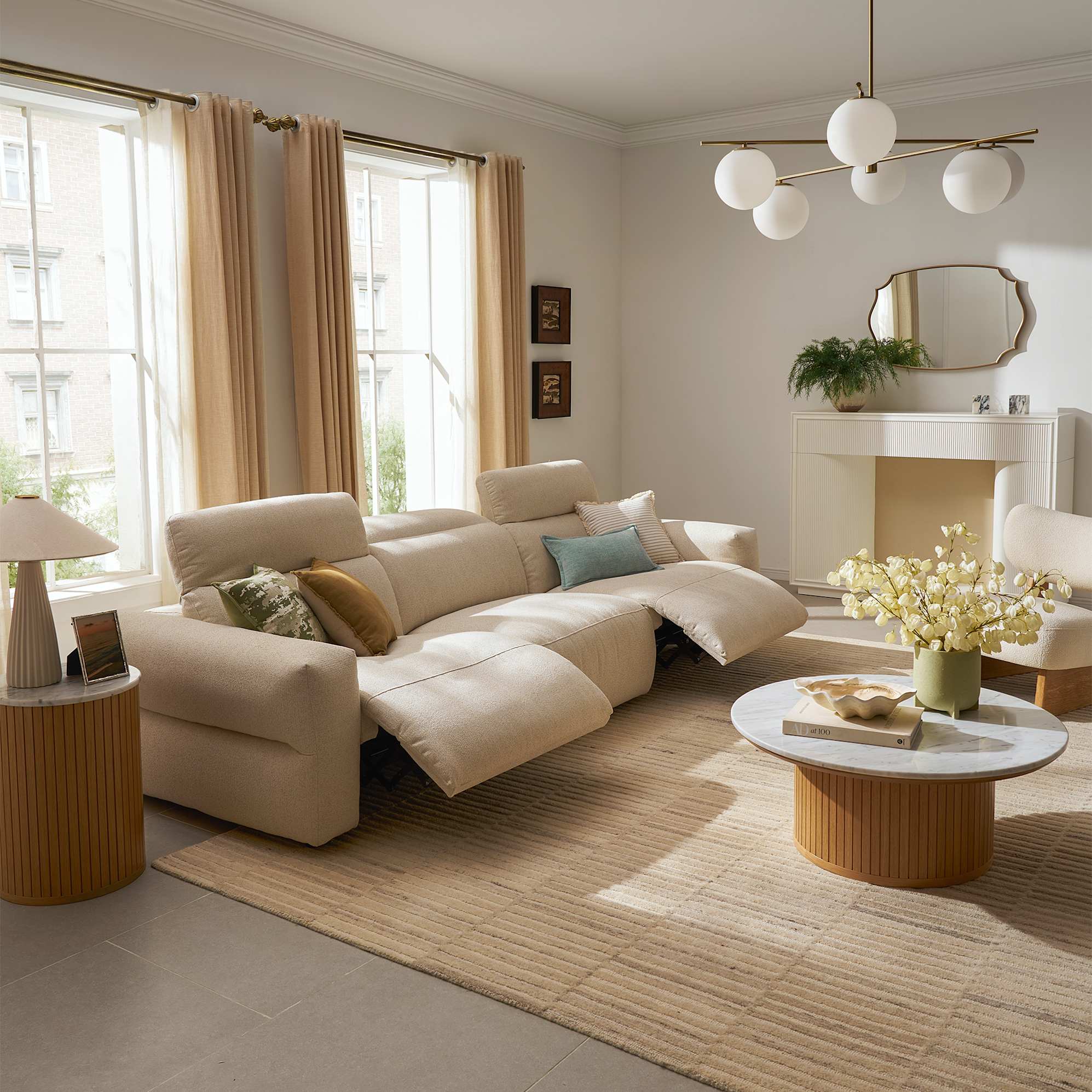 Jaron Extended Slim Arm Sofa, (Performance Arvo) Dune