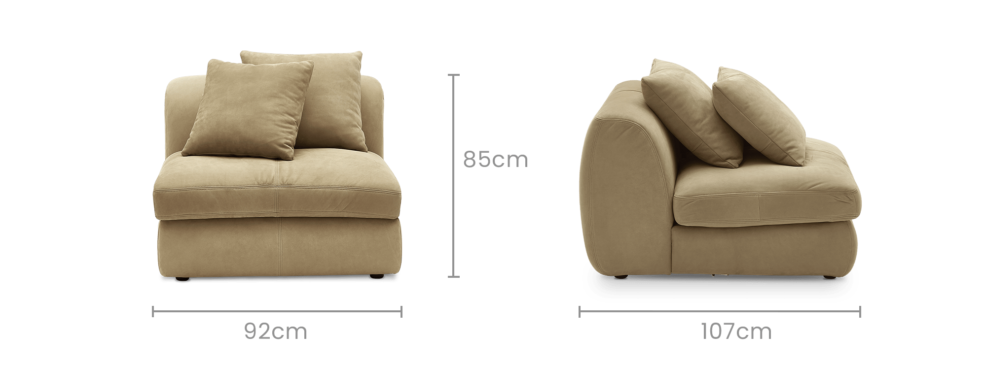 dimension of Fable Leather Armless Sofa